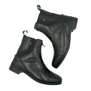 Saxon Syntovia Zip Paddock Vegan Leather Black Goth Boots